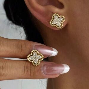 18k Plated Gold and Silver Flower Earrings